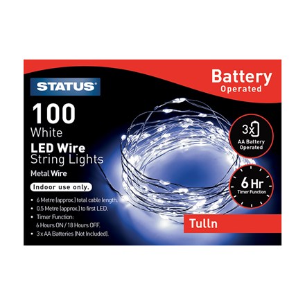 STATUS - 100 WHITE LED WIRE STRING LIGHTS