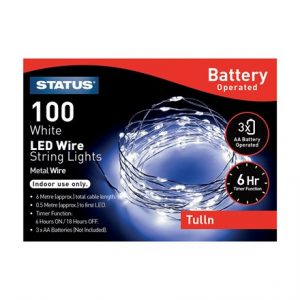 STATUS - 100 WHITE LED WIRE STRING LIGHTS