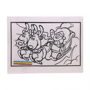 LARGE COLOURING BOARD - SANTA & REINDEER