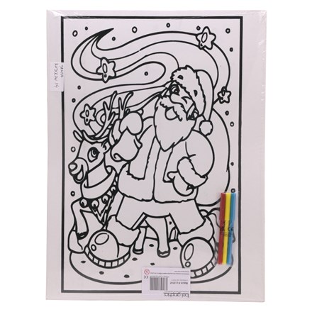 LARGE COLOURING BOARD - SANTA & RUDOLPH