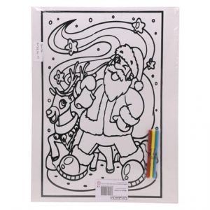 LARGE COLOURING BOARD - SANTA & RUDOLPH