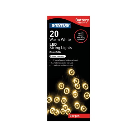 STATUS - 20 LED WARM WHITE BATTERY OPERATED LIGHTS