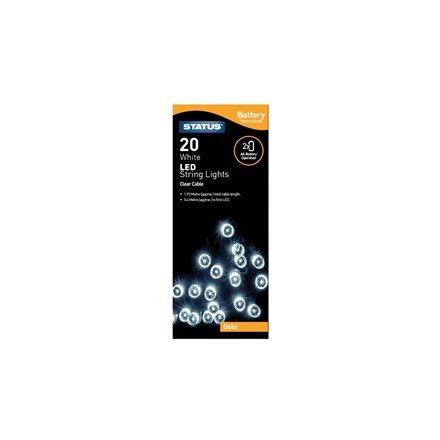 STATUS - 20 LED WHITE BATTERY OPERATED LIGHTS