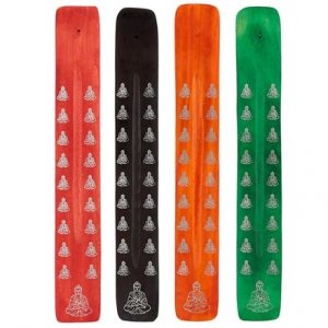 BUDDHA WOODEN ASH CATCHER INCENSE BURNER - 4ASST