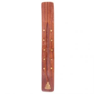 SHEESHAM - WOODE INCENSE BURNER - BUDDHA AND STARS