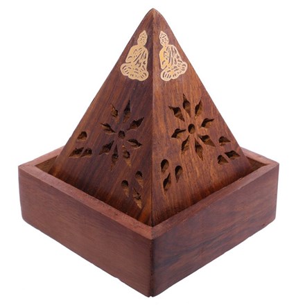 SHEESHAM WOOD INCENSE BURNER - CONE PYRAMID