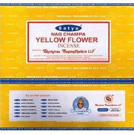 SATYA - YELLOW FLOWER INCENSE STICKS -15G X 12PACK