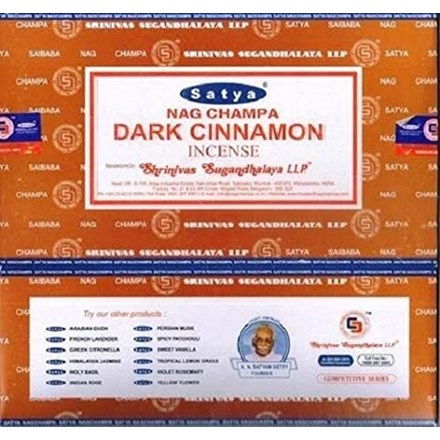 SATYA - DARK CINNAMON INCENSE STICKS 15G -