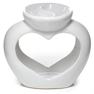 EDEN - HEART SHAPED DOUBLE DISH BURNER - WHITE
