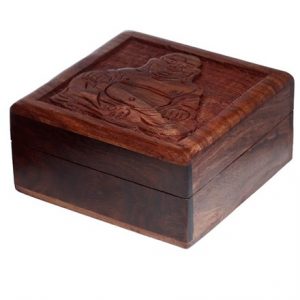 SHEESHAM WOOD CARVED BUDDHA TRINKET BOX