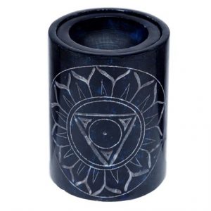 DARK BLUE SOAPSTONE CARVED CHAKRA OIL BURNER