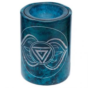 TURQUOISE SOAPSTONE CARVED CHAKRA OIL BURNER