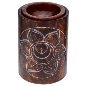 DARK ORANGE SOAPSTONE CARVED CHAKRA OIL BURNER