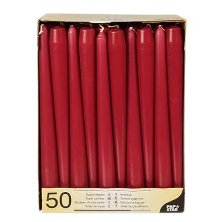 RUBY - 10" BURGUNDY TAPER CANDLES -