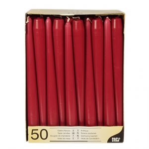 RUBY - 10" BURGUNDY TAPER CANDLES -