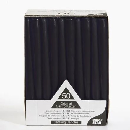 RUBY - 10" BLACK TAPER CANDLES -