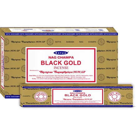 SATYA - BLACK GOLD INCENSE STICKS - 15G X 12