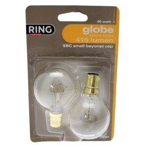 RING - GOLF BULB 40W - SMALL BAYONET CAP - 2PK