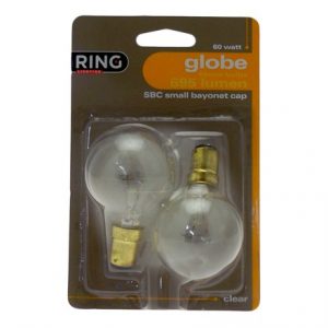 RING GLOBE BULB 2PK SBC 60W