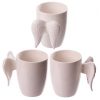 WHITE ANGEL WINGS CERAMIC SHAPED HANDLE MUG