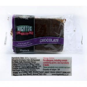 HIGATES FLAPJACKS BAR CHOCOLATE 75GM -