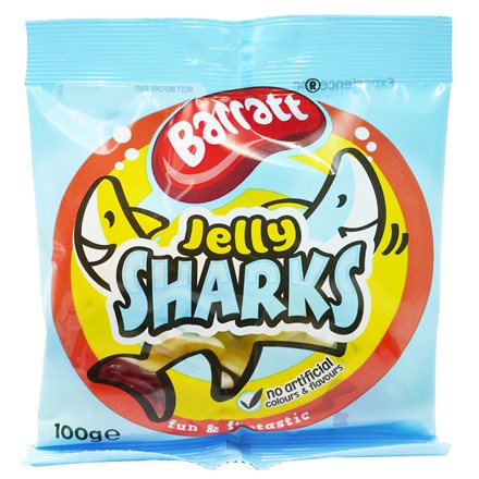 BARRATT JELLY SHARKS BAG 100G -