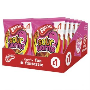 BARRATT SOUR WORMS BAG PM £1 100G -