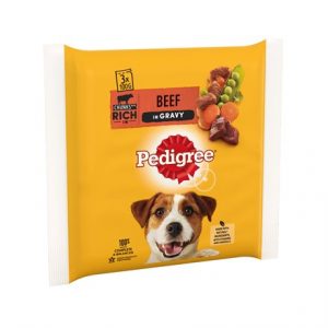 PEDIGREE DOG BEEF & VEG GRAVY 3PK 100GM -