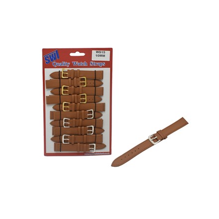 SWL - LEATHER WATCH STRAPS - 10MM - TAN - 10PK