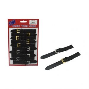 SWL - LEATHER WATCH STRAPS - 18MM EXTRA LONG - BLK