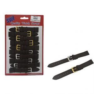 SWL - HIGH GRADE LEATHER WATCH STRAPS -18MM- BLACK